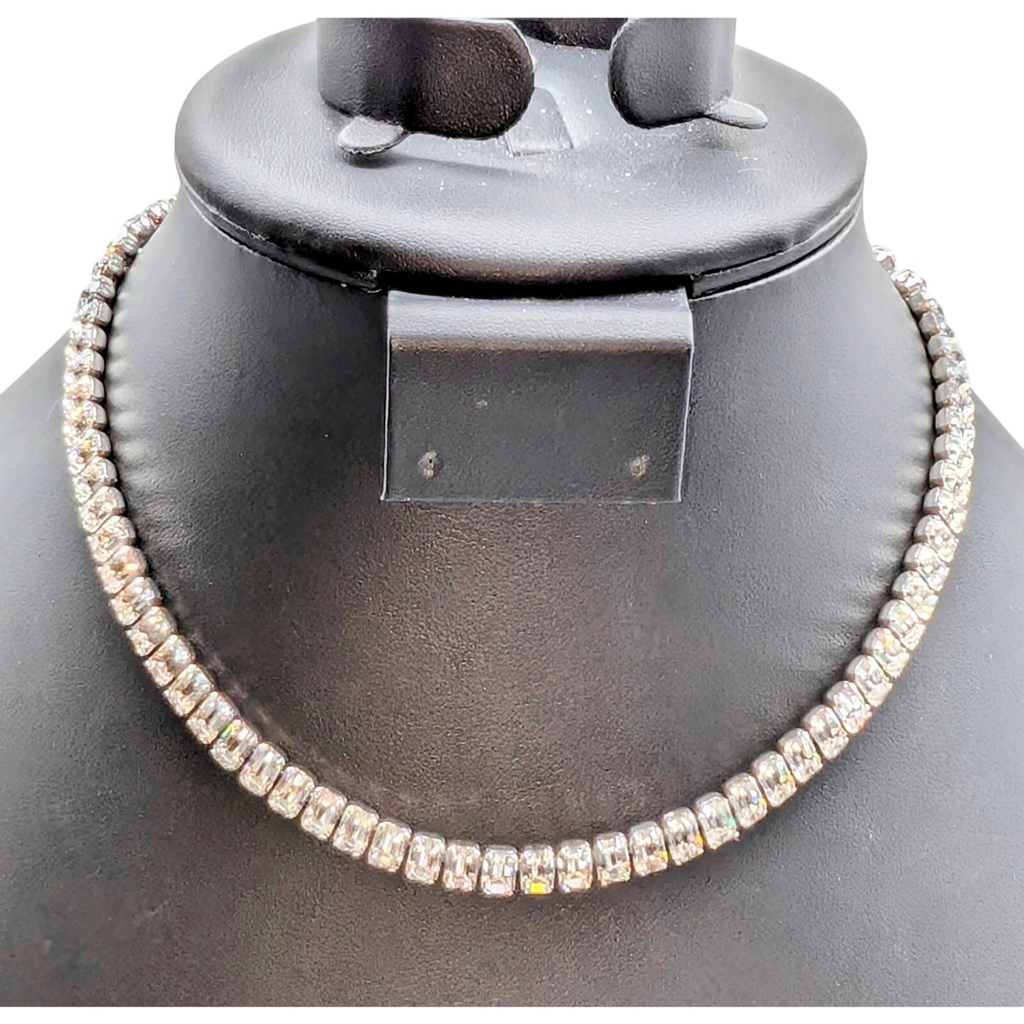 Vintage Weiss Signed Brilliant Cut Clear Baguette Rhinestone 16.5" Necklace