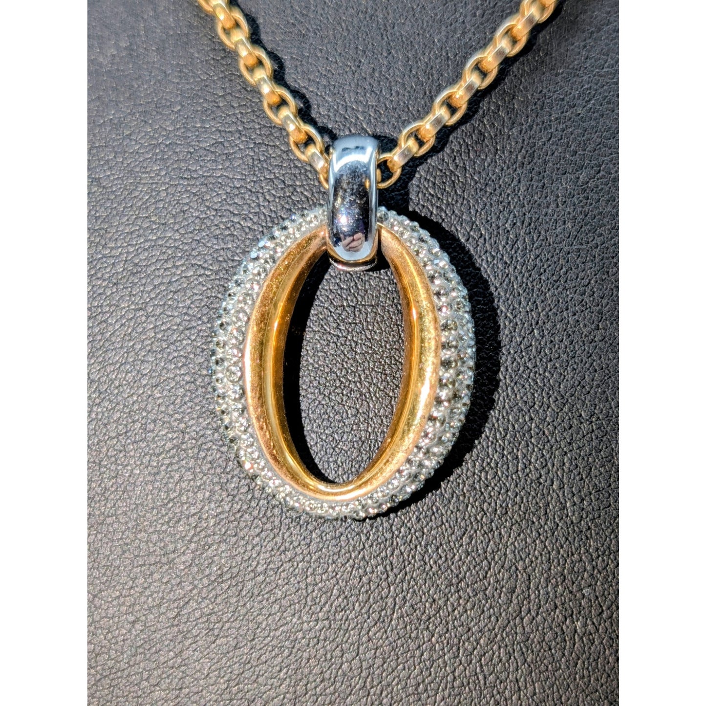 Swarovski Authentic BDIA Crystal Pendant Gold Tone Chain 17.75"-19.75" Necklace