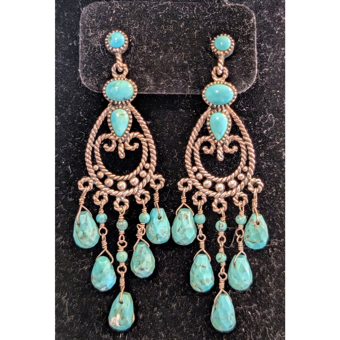 Barse Turquoise & Sterling Silver Chandelier Pierced Earrings