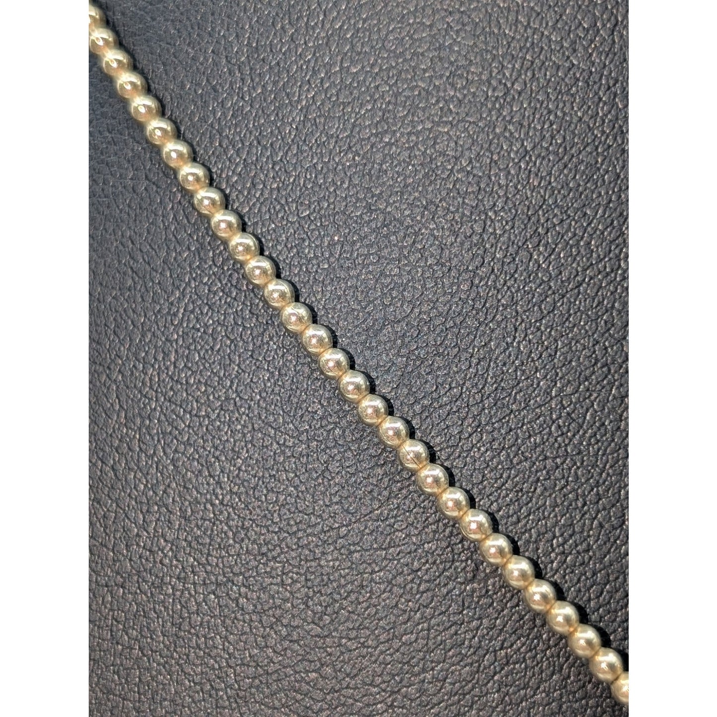 Vtg 1/20 12KGF Stone Slab Pendant Gold Tone Chain Strung Beaded 15.75" Necklace