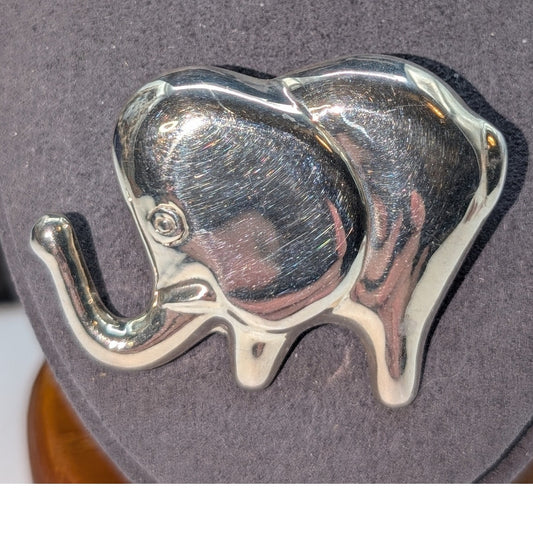 925 Sterling Silver Puffy Big Ear Elephant Brooch/Pin