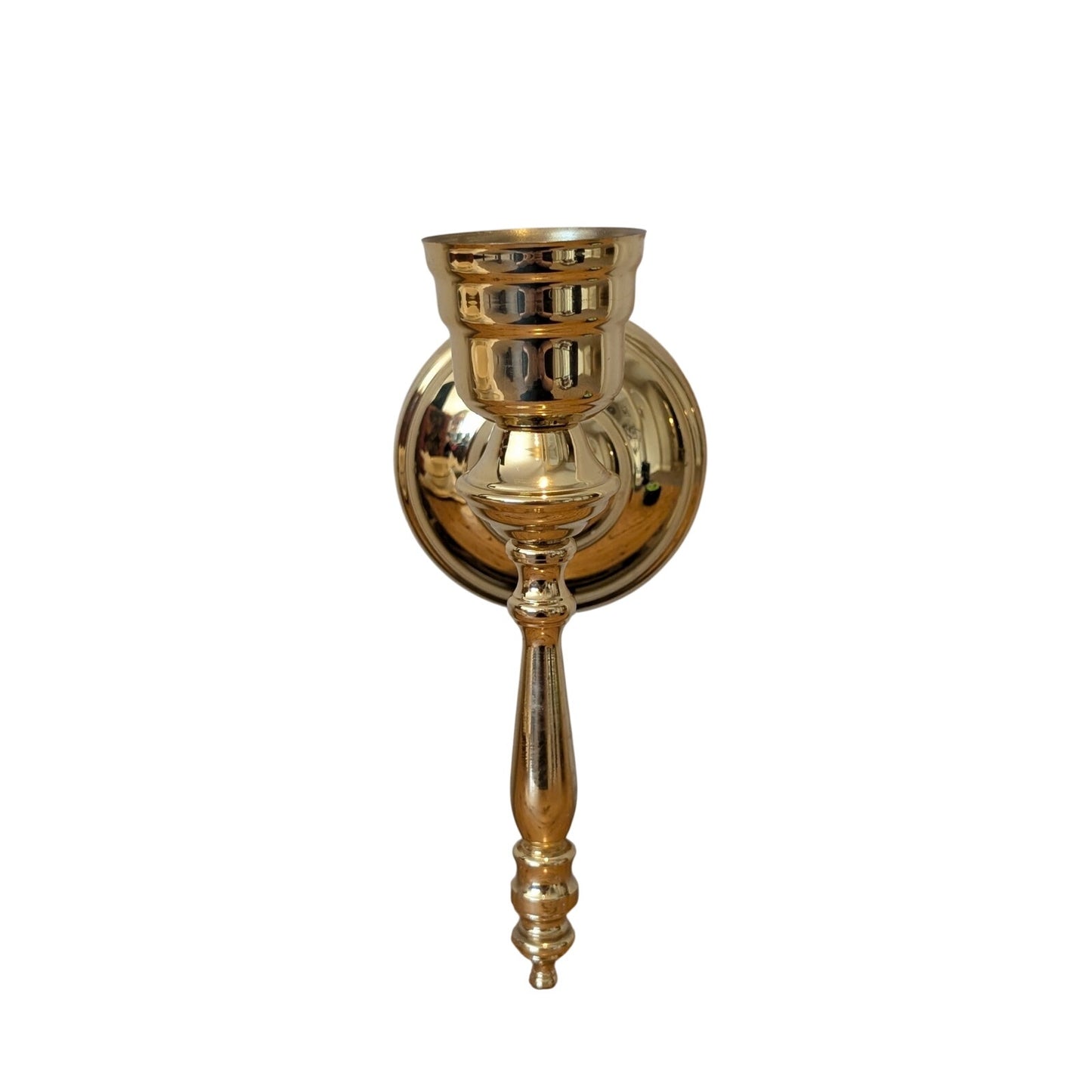 Vintage Copper Craft Polished Brass Candle Wall Sconce