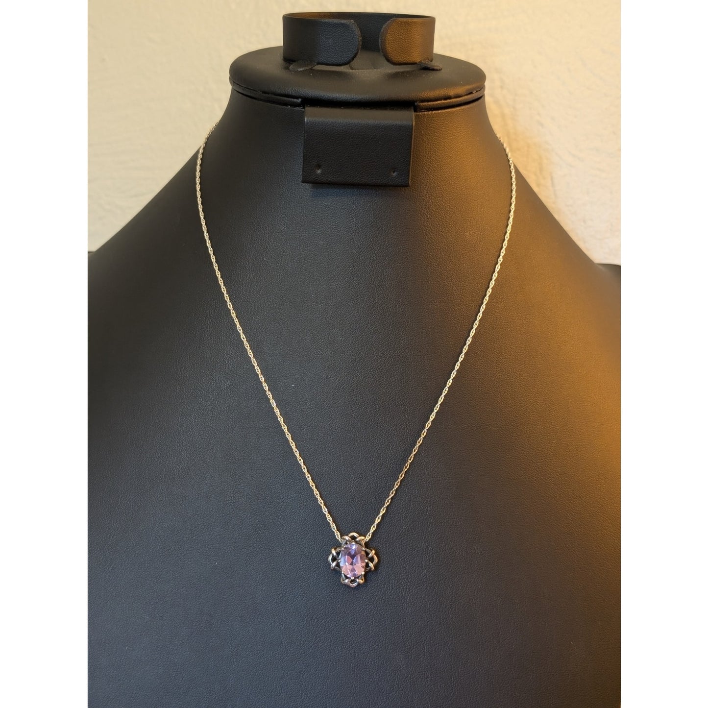 Vintage 925 Sterling Amethyst Pendant Sterling Chain 18" Necklace