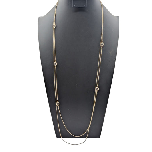 Vintage Double Strand Crystal Station Chain 36" Necklace