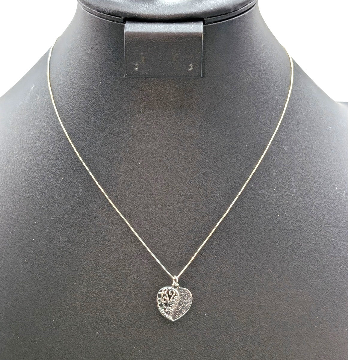 925 Sterling My Daughter My Love Filigree Love Heart Pendant Box Chain Necklace