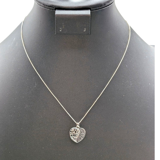 925 Sterling My Daughter My Love Filigree Love Heart Pendant Box Chain Necklace