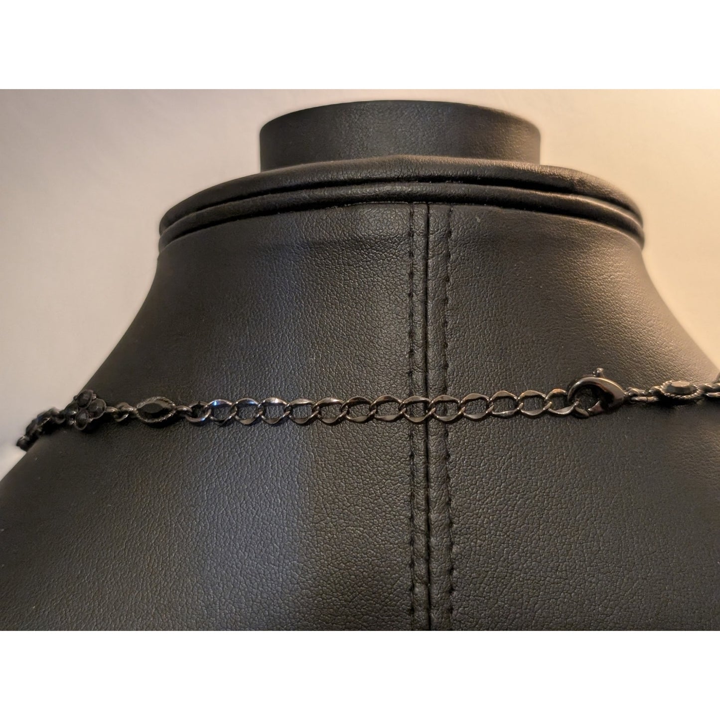 Black Crystal Gun Metal Y Drop Necklace