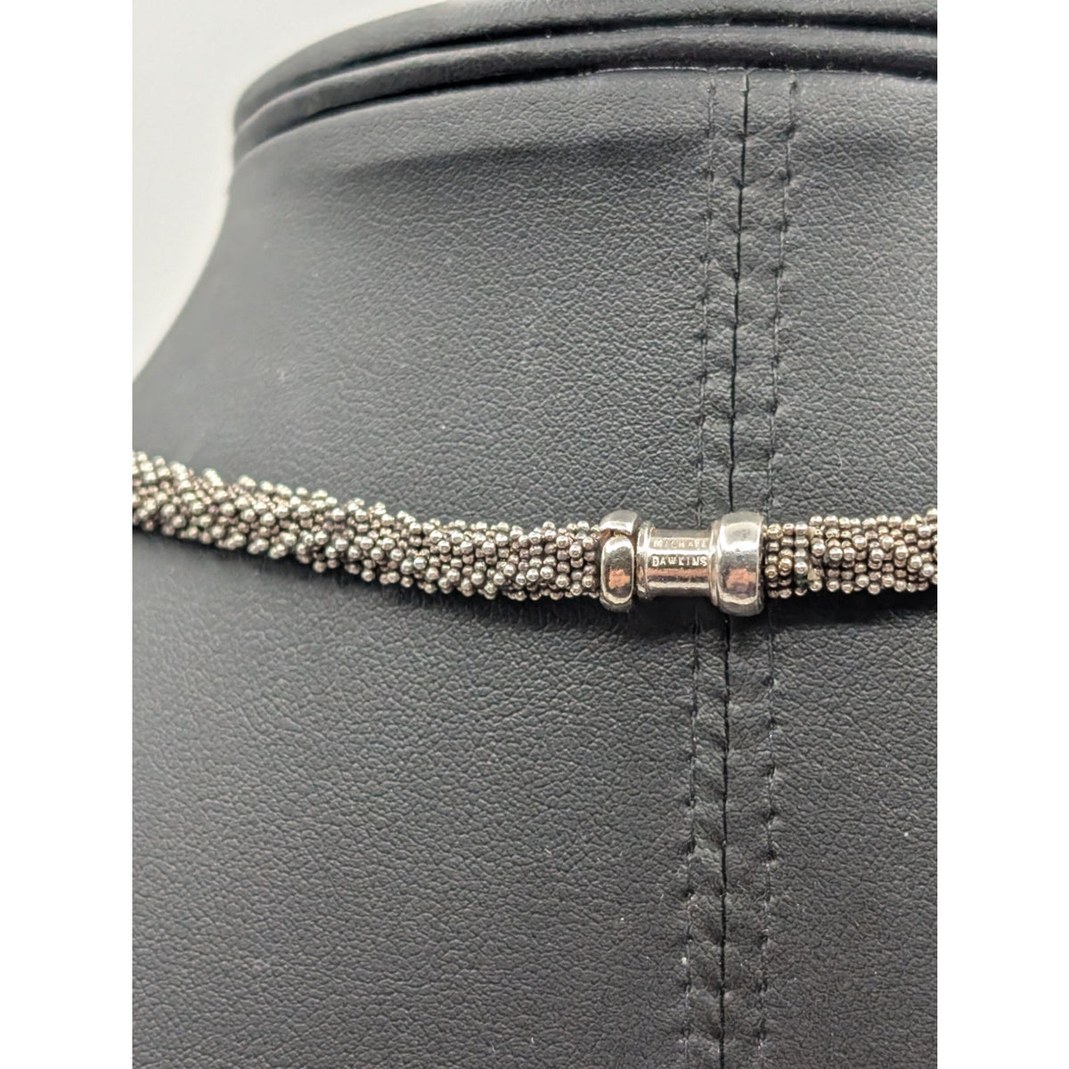 Michael Dawkins 925 Sterling Two Tone Station Caviar Choker 16" Necklace 53.04g