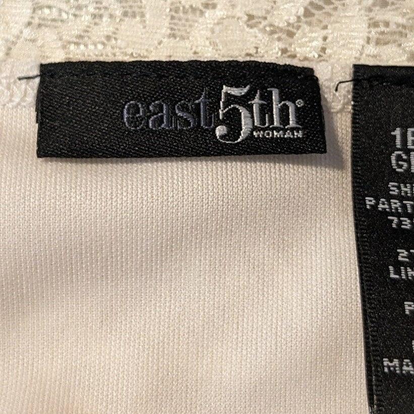 East 5th Woman Cream V-Neck Lace Overlay Shell/Tank Top Womens Size 1X