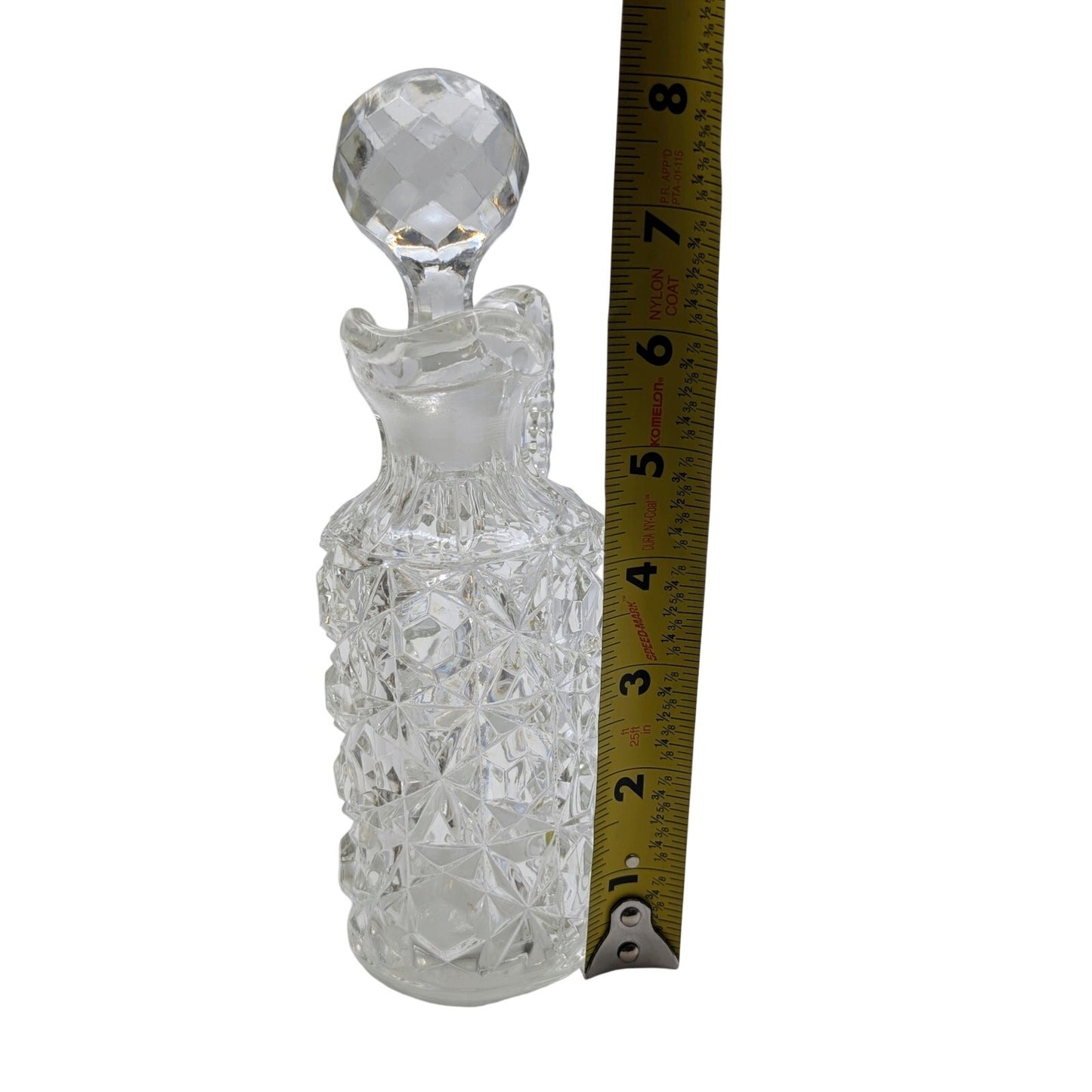 Vintage Clear Cut Glass Cruet W/ Damaged Stopper