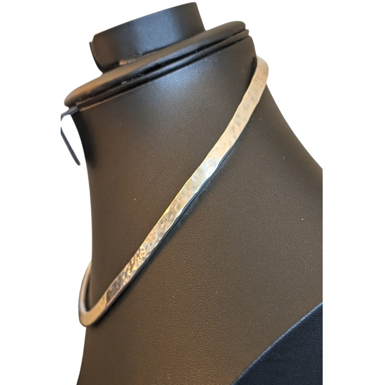 Silver Plated Unmarked Hammered Collar Torque Necklace