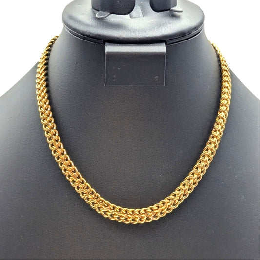 Vintage Monet 3/8" Wide Double Curb Gold Tone Chain Collar 17.5" Necklace