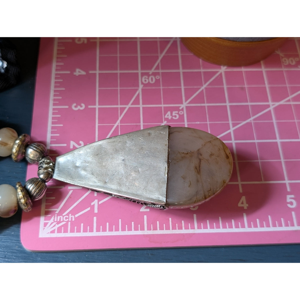 Vintage Tribal Tibetan Heavy Chunky Pendant Beaded 21" Long Necklace