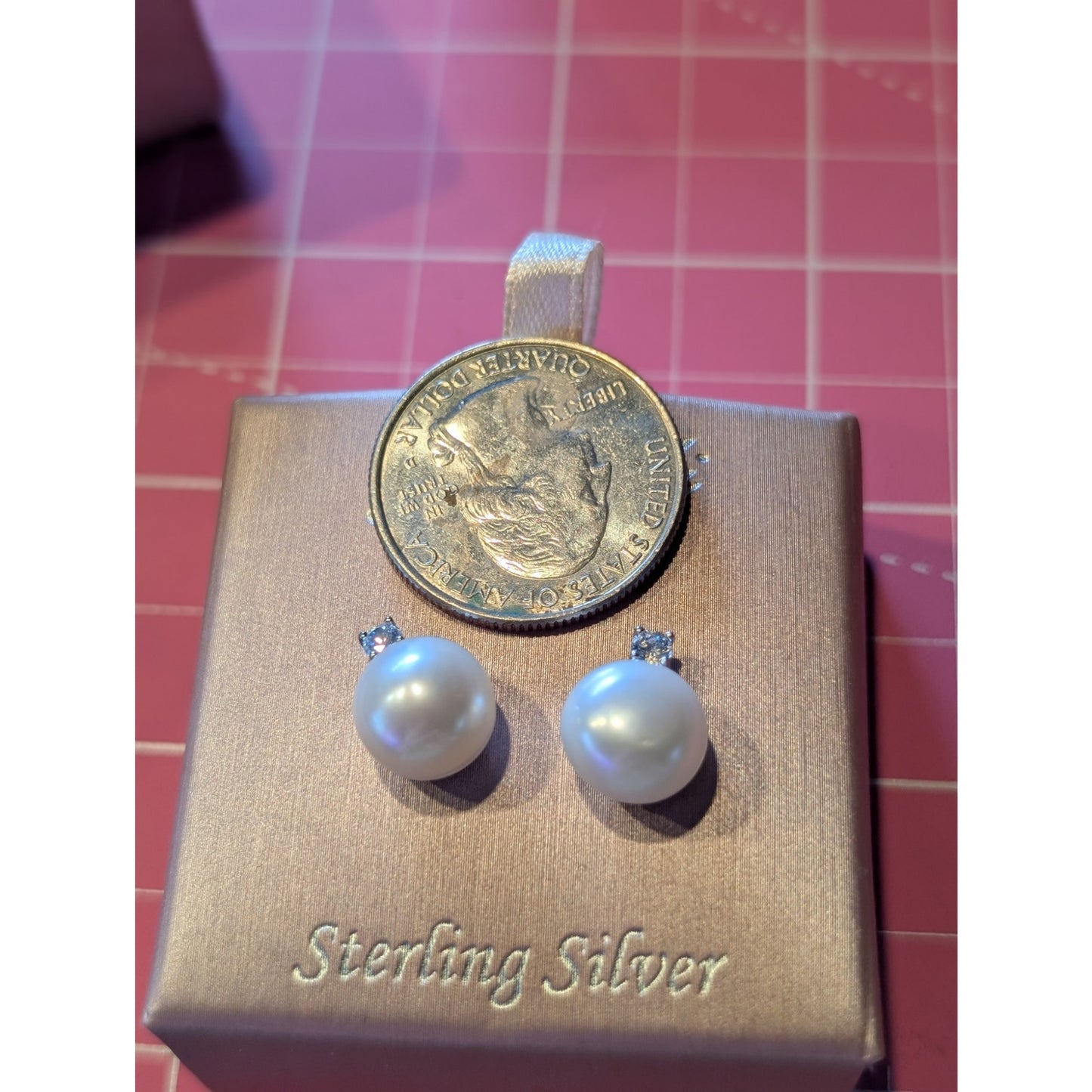 Gioielli Elegant Freshwater Pearl CZ Sterling Silver Stud Earrings NWT