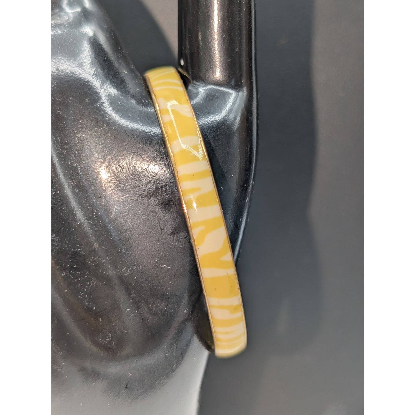 J. Crew Yellow White Enamel Animal Print 1/4" Bangle Bracelet