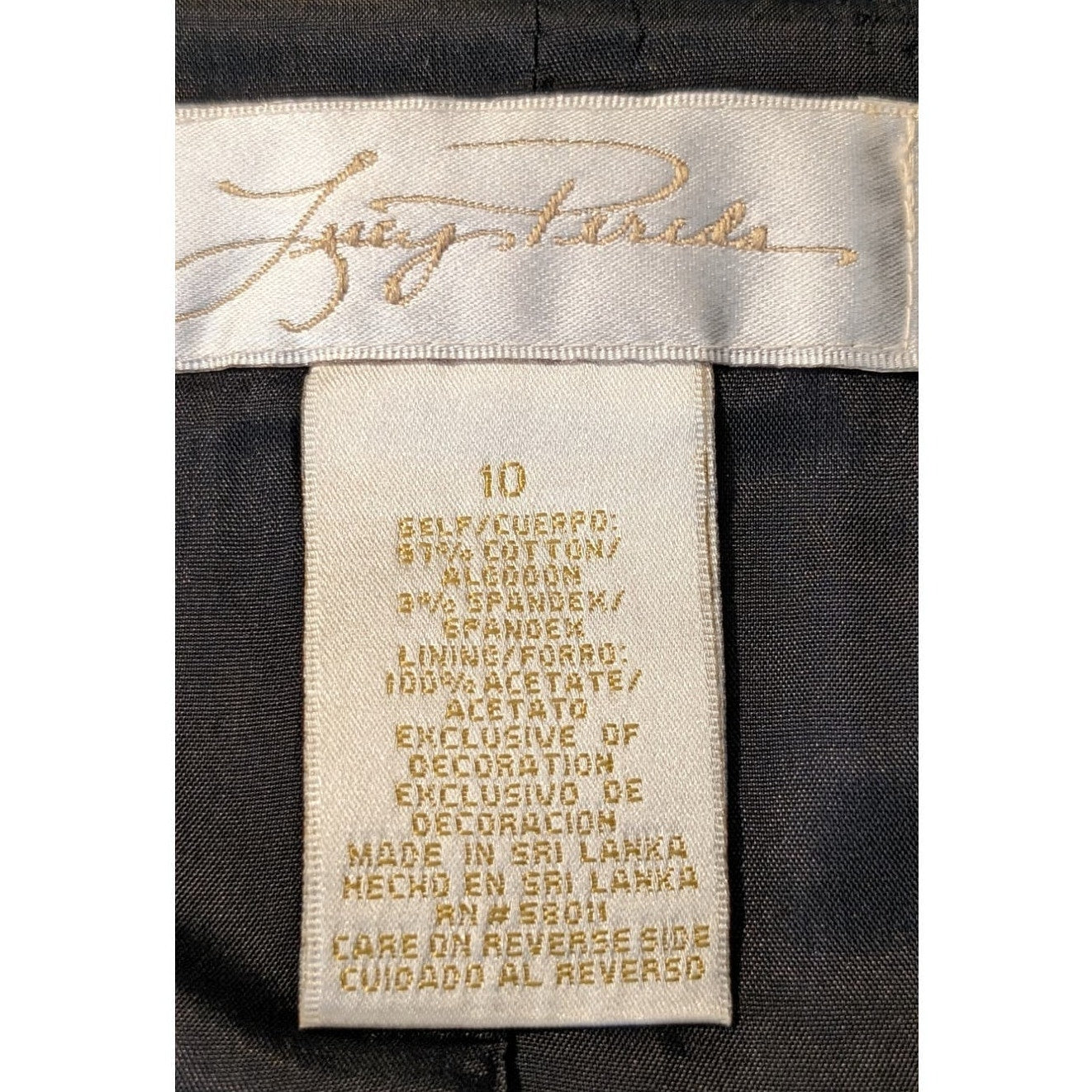 Lucy Perida Boutique Brand Black Stripe Lined Cotton Stretch Blazer Womens Sz 10