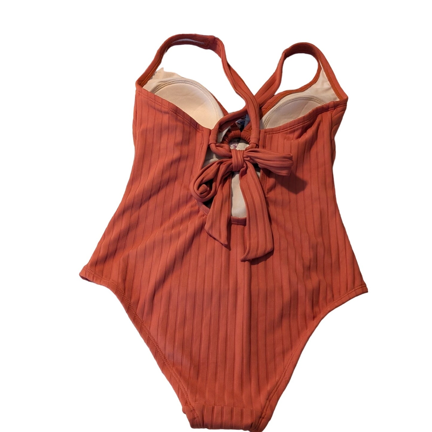 NWT Kona Sol Medium Coverage One Piece Rust Color Ribbed Bathing Suit Sz S