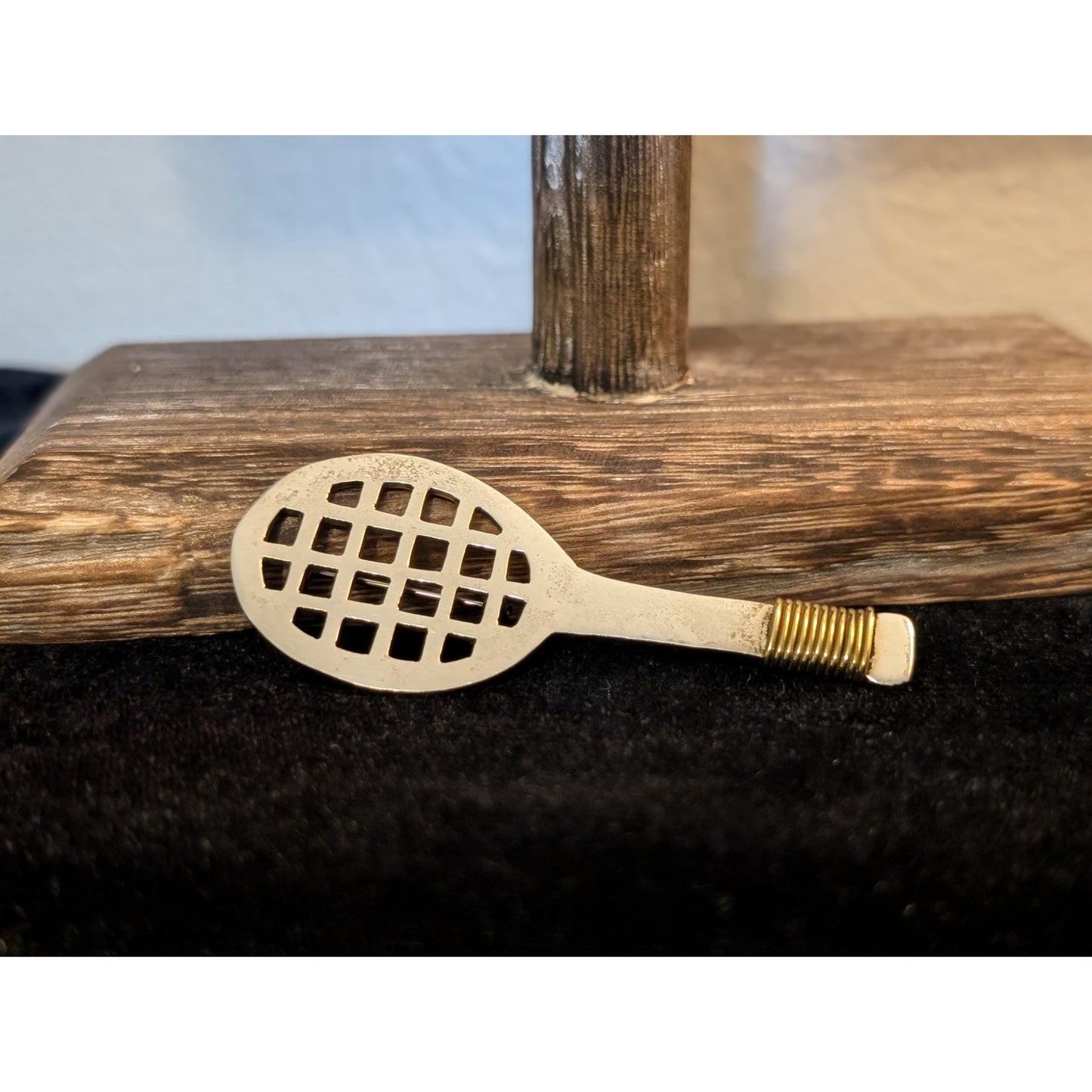 Taxco Mexico Sterling Silver Two Tone Tennis Racquet Brooch/Pin