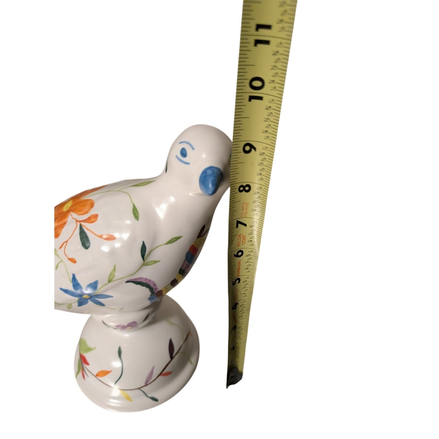 White Multi-Colored Painted Bird Figurine