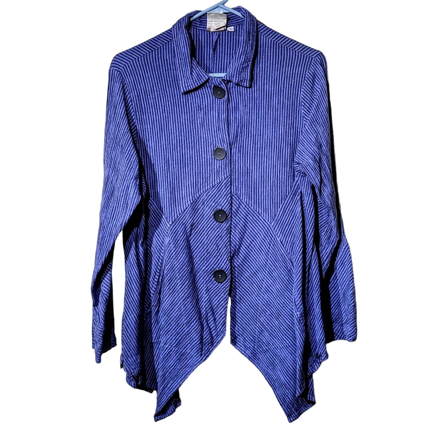 Mill Valley Clothing Purple Striped Cotton Linen Blend Textured Hobo Top Sz S