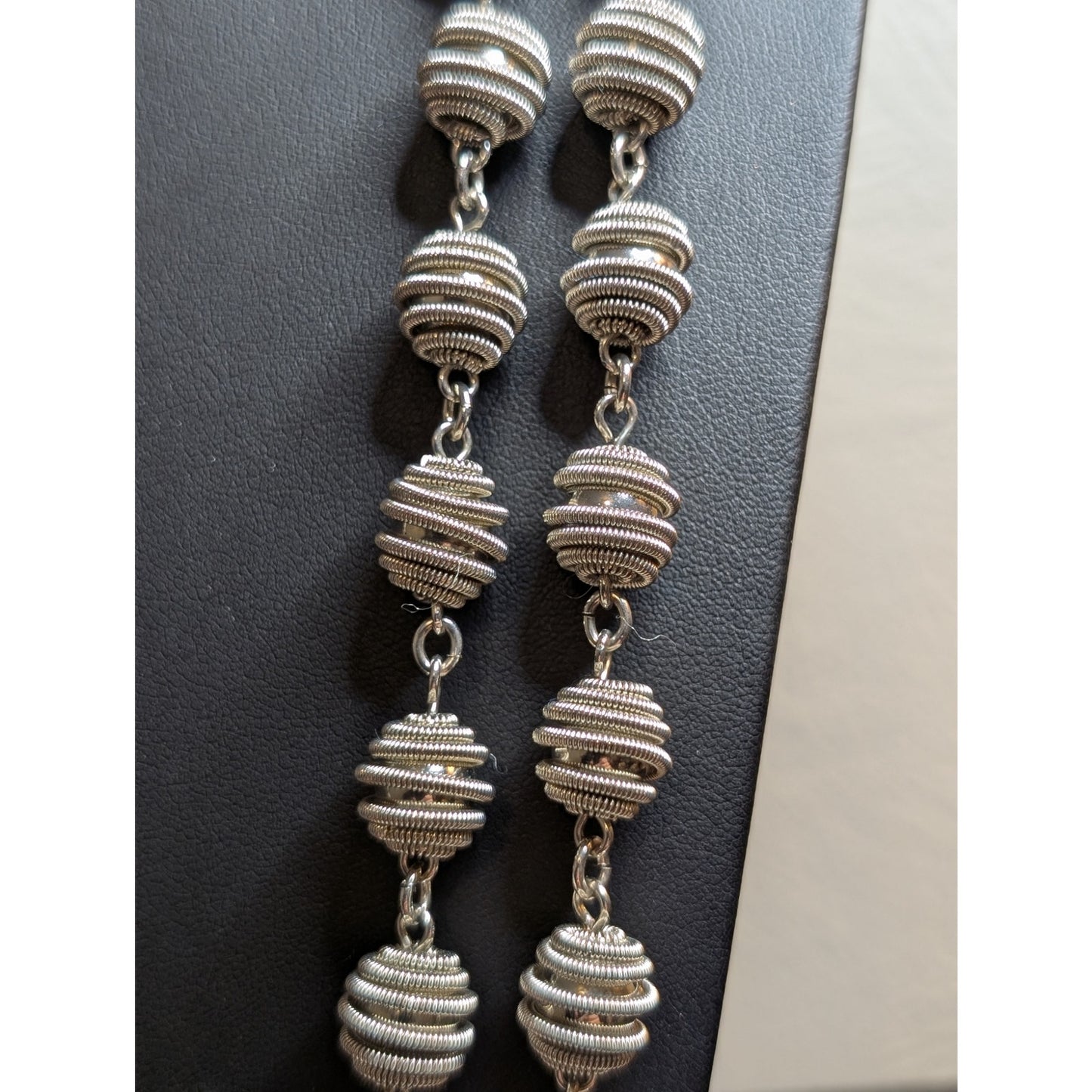 Chico's Designer Signed Chunky Silver Tone Bead Ball 1 to 2 Strand Necklace