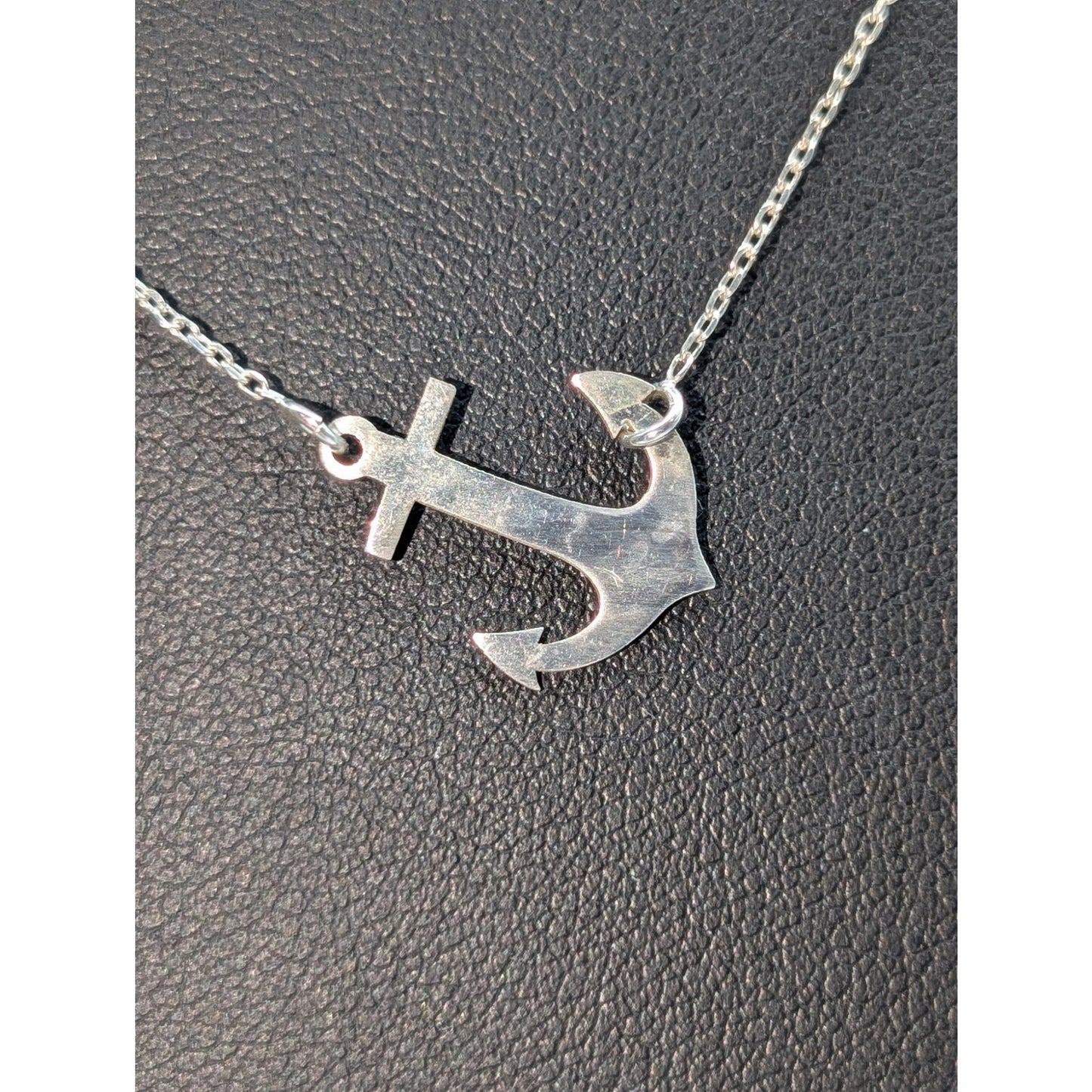 Vintage Sterling Anchor Pendant 18.5" Chain Necklace