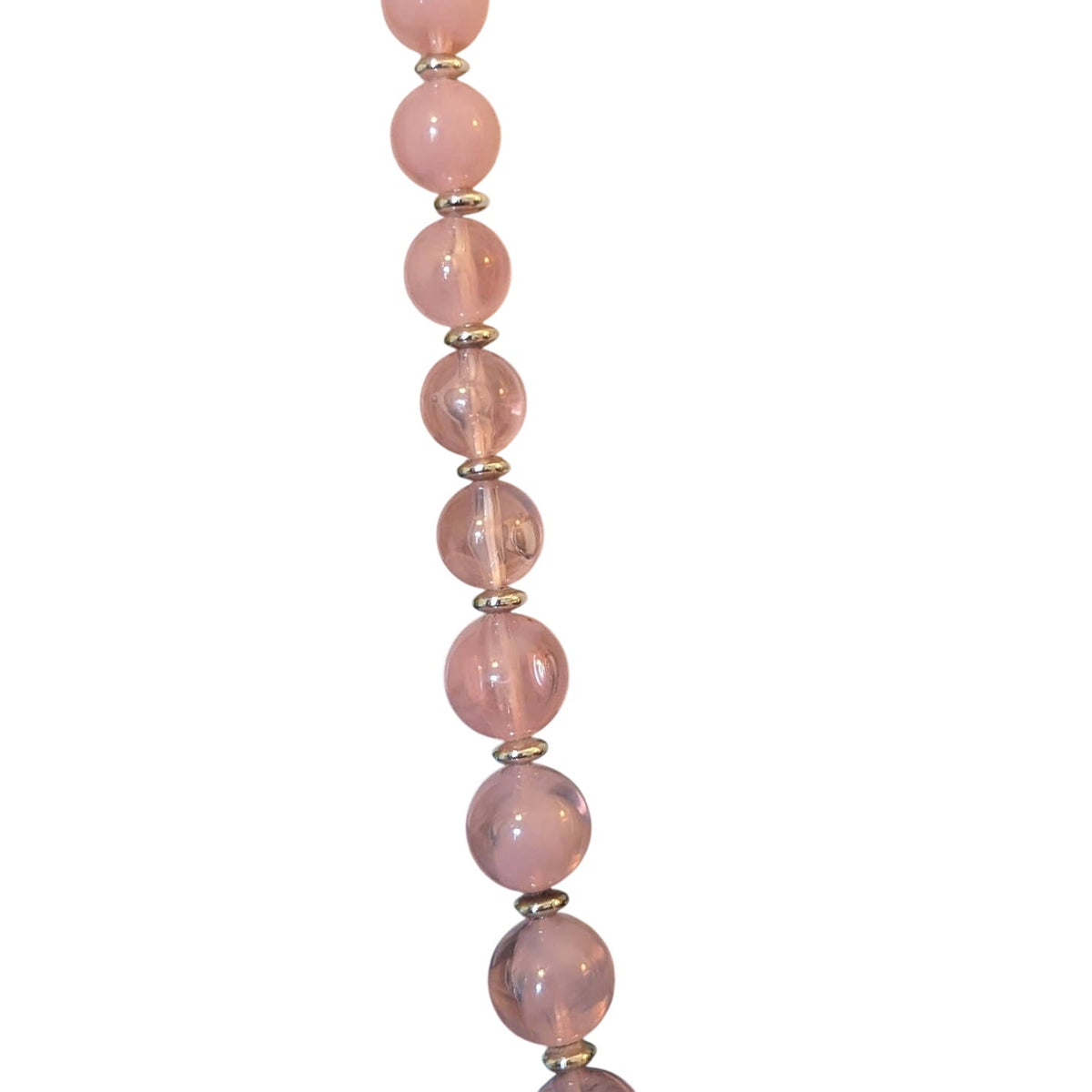Vintage Graduated Pink Acrylic Beads with Silver Tone Spacer Beads