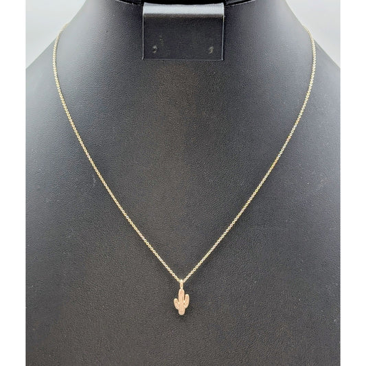 925 Sterling Silver Cactus Pendant Chain 16.25"-18.25" Necklace