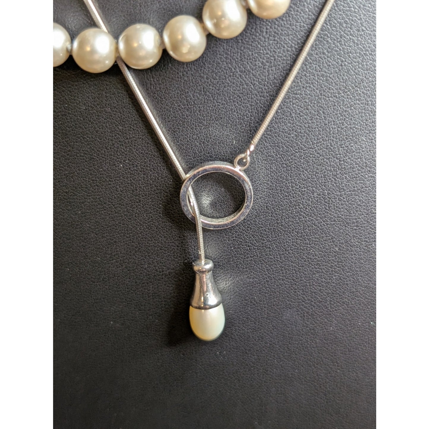 Lot of Two Layered Silver Tone Faux Pearl Necklaces