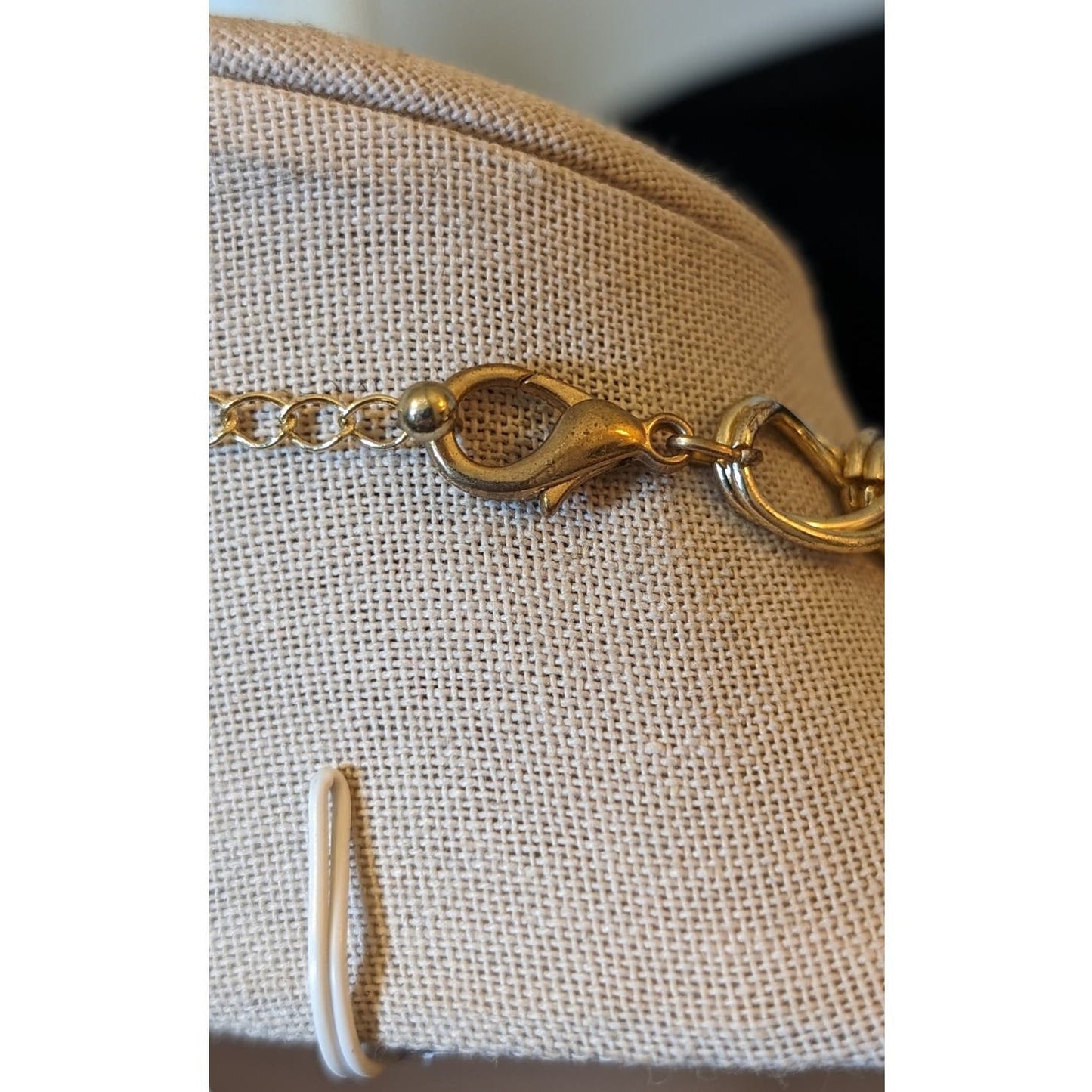 Aqua Oval Chunky Chain Links on a Gold Tone Chain Statement Necklace