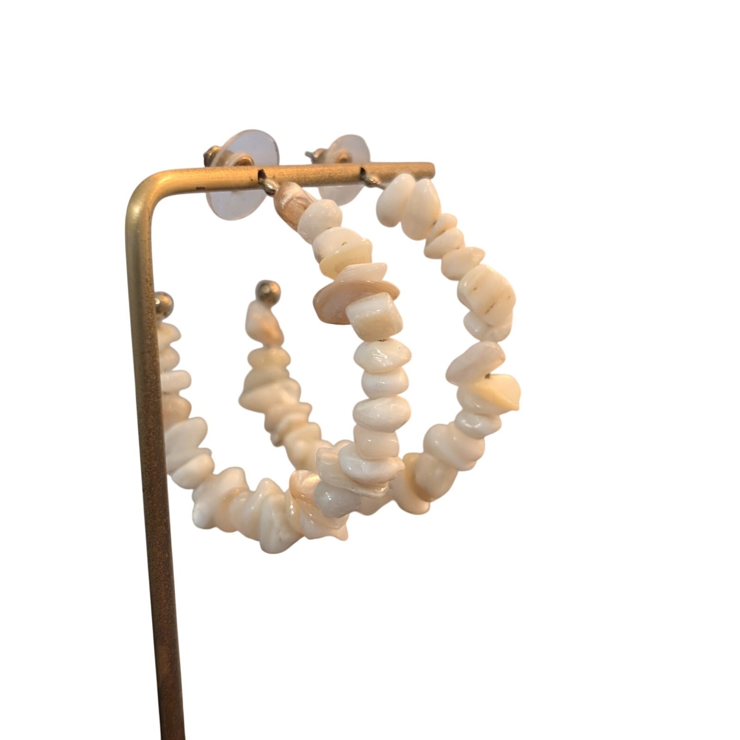 Two Pair Lot--Authentic Puka Shell Hoop & Mother of Pearl Shell Dangle Earrings