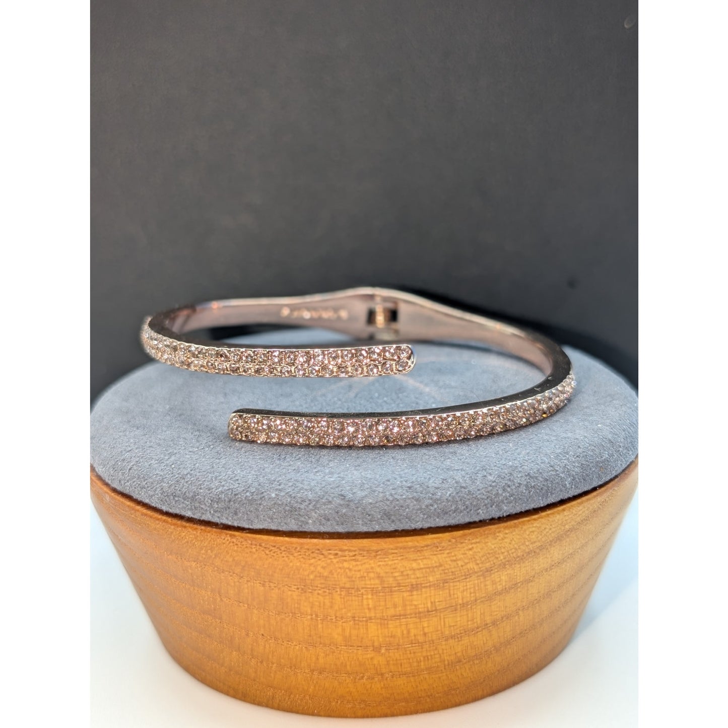 Marked Givenchy Rose Gold Tone Crystal Pave Bypass Cuff Bracelet