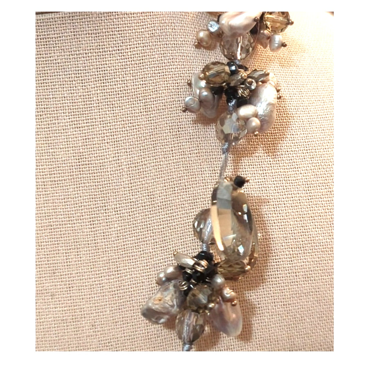 Crystal Silver Tone Chunky Bauble Necklace