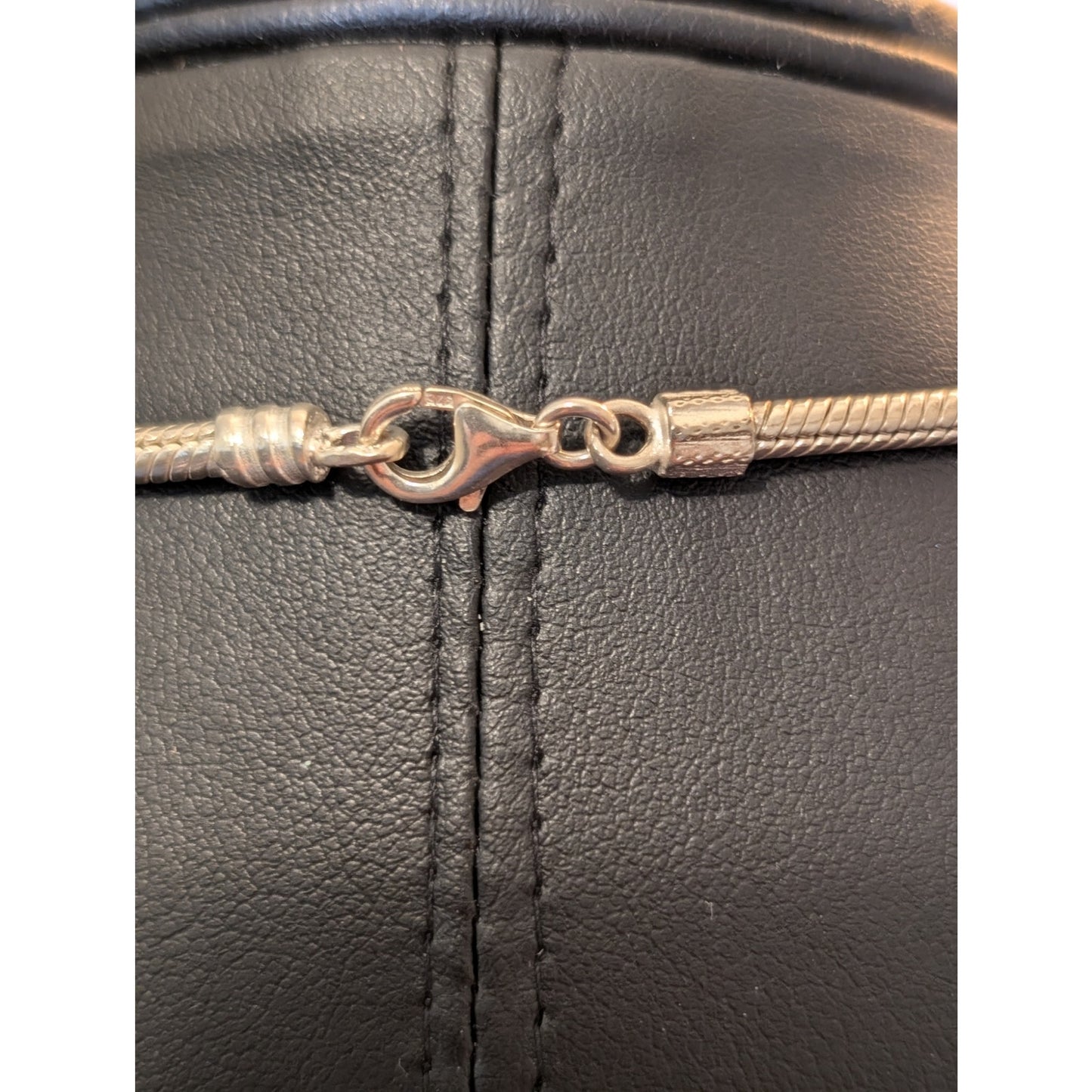 925 Sterling 16.5" Snake Chain Black Spinel Heart Sliding Charm 16.5" Necklace