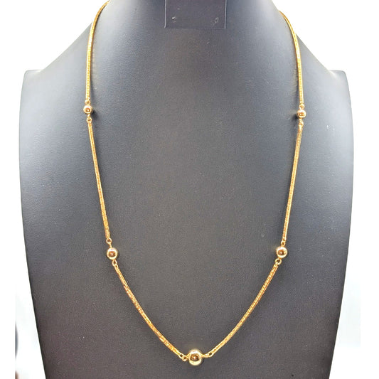 VTG 70s Avon Shiny Gold Rectangle Link Gold Tone Graduated Ball Bead Necklace