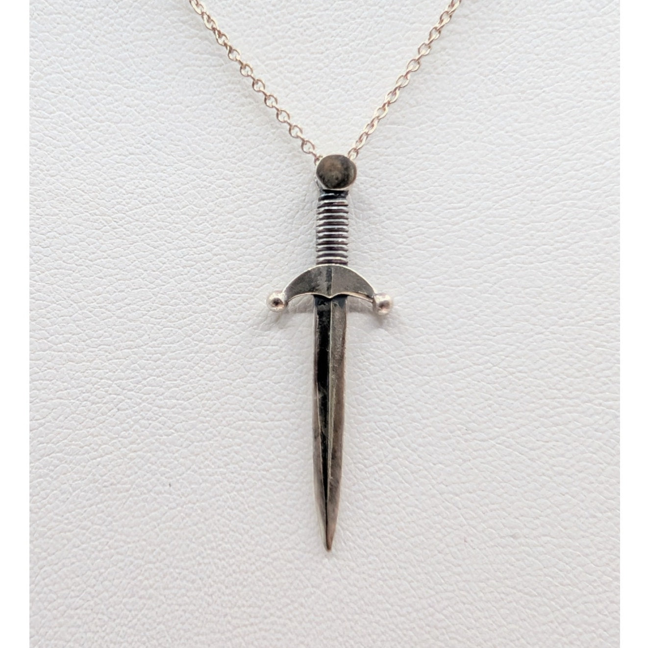 Vtg 925 Sterling Silver Stiletto Pendant Chain 16.5" Necklace