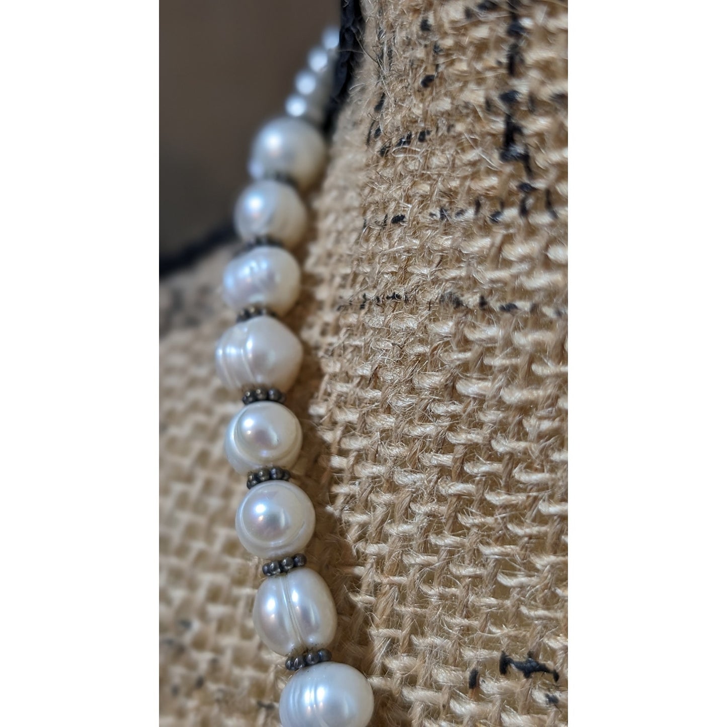 Vintage Freshwater Pearl 925 Sterling Silver Bali Bead Byzantine Hook Clasp