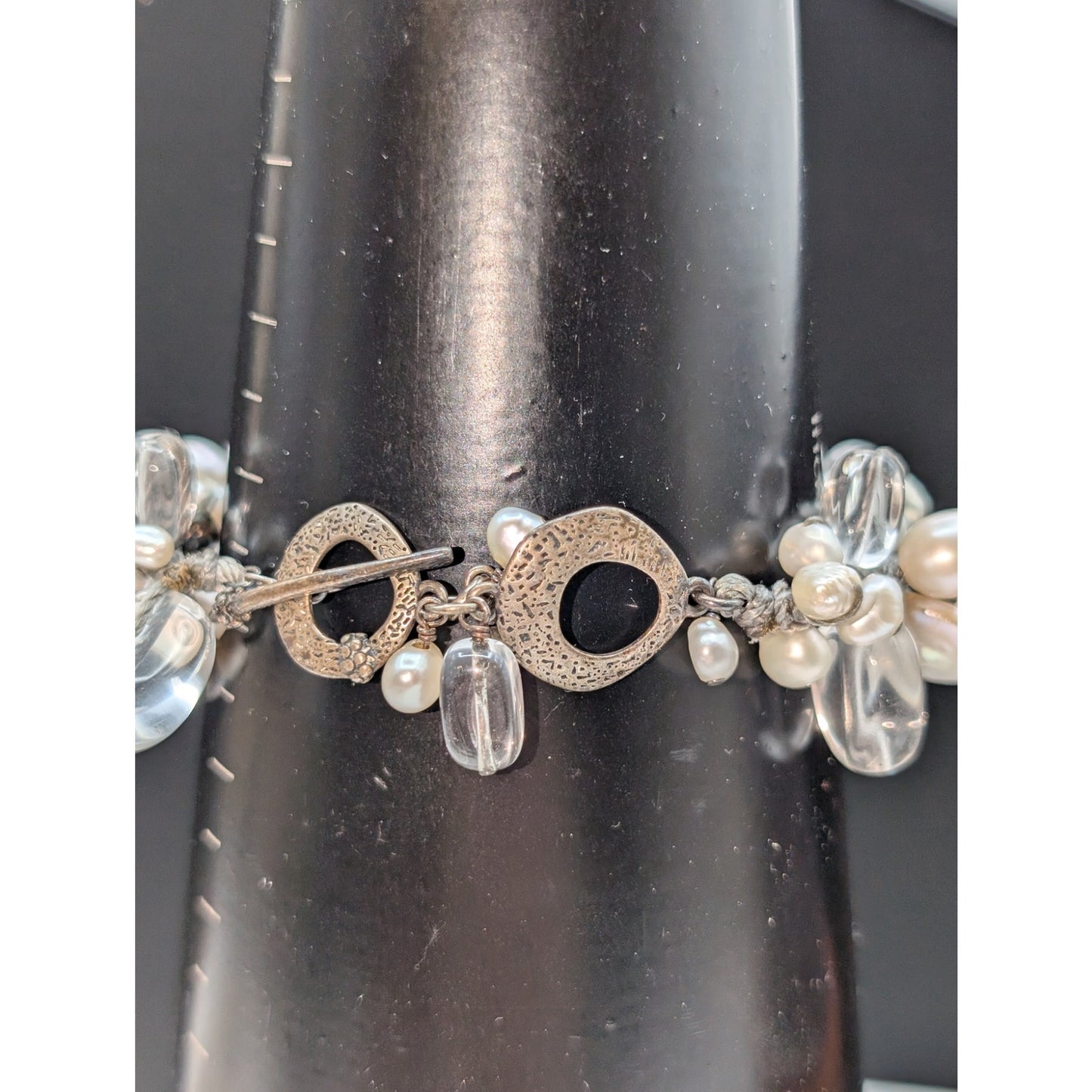 Silpada Effervescence 925 Sterling Silver Pearl Glass Toggle Bracelet