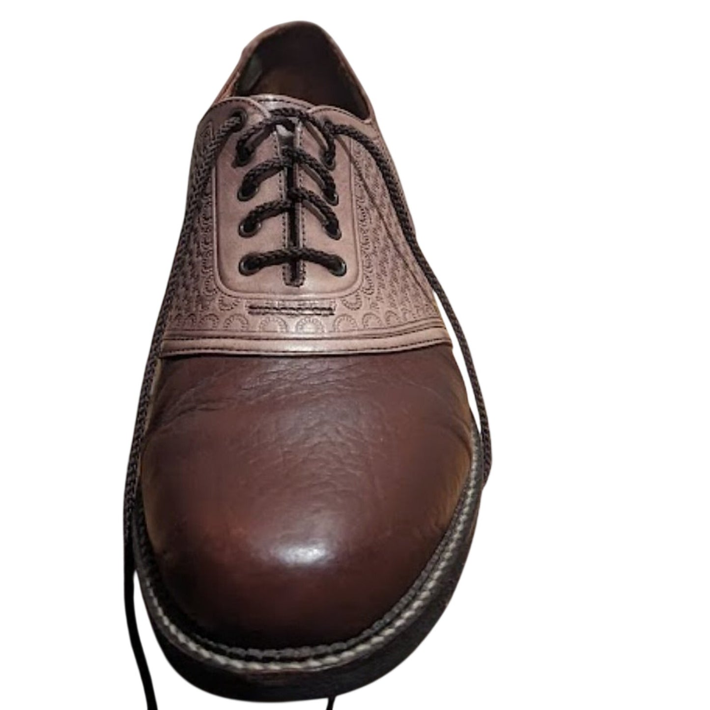 H.S. TRASK Men's Size 12N Two Toned Brown Leather Lace Up Saddle Oxford Shoe