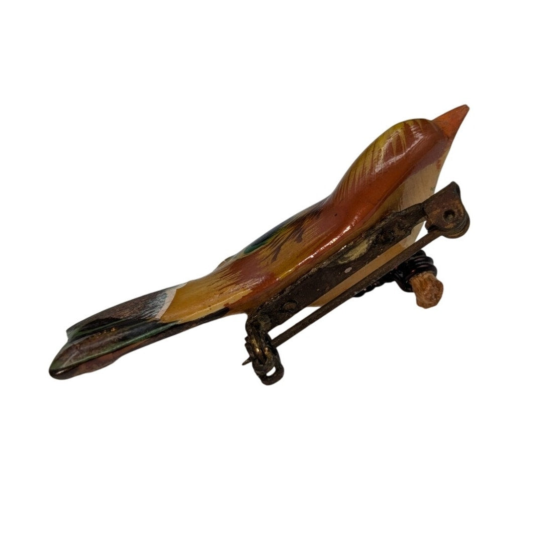 Takahashi Vintage 1950-60s Art and Woodcraft Handmade Goldfinch Pin.