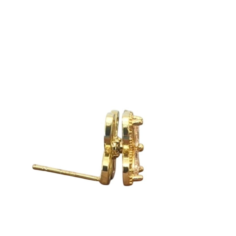 Crystal Gold Tone Spinning Flower Post Earrings