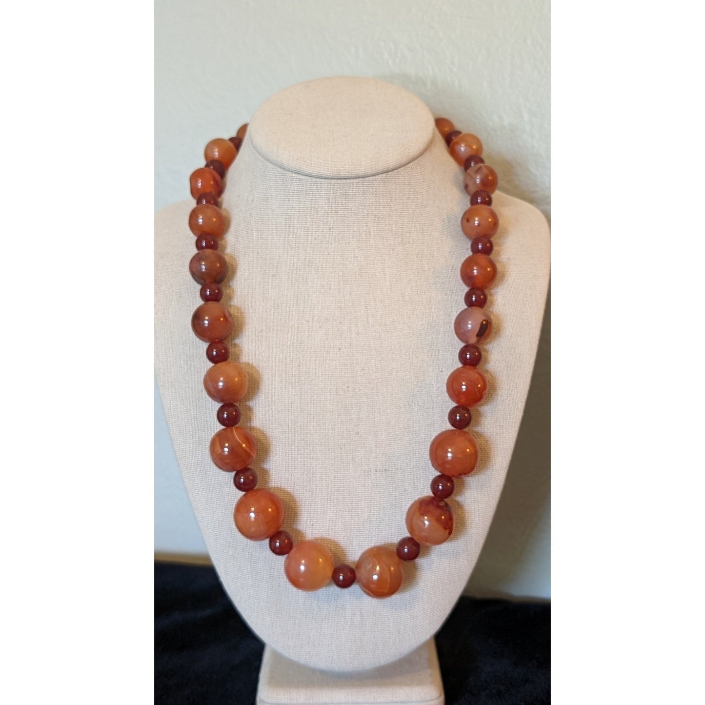 Vintage Natural Earth Mined, Carnelian Statement Necklace W/ 14k GF Clasp