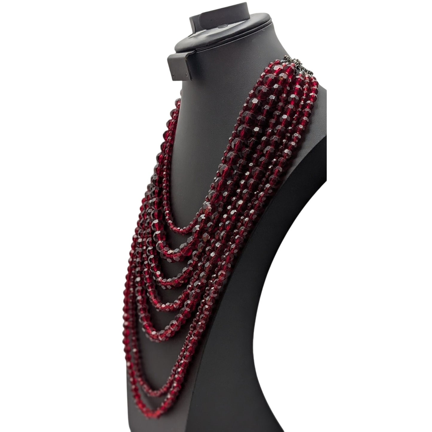 Vintage Grazino Seven Strand Sparkling Wine Acrylic Bead 19"-22" Necklace