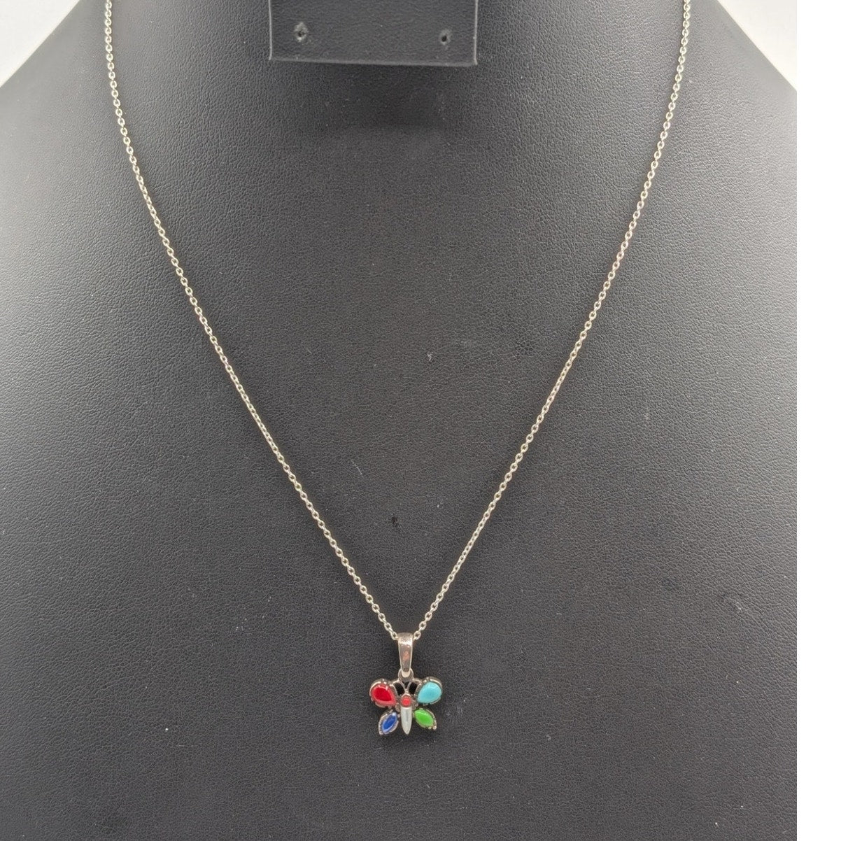 Retired Silpada 925 Sterling Multi-Stone Butterfly Pendant 18" Chain Necklace