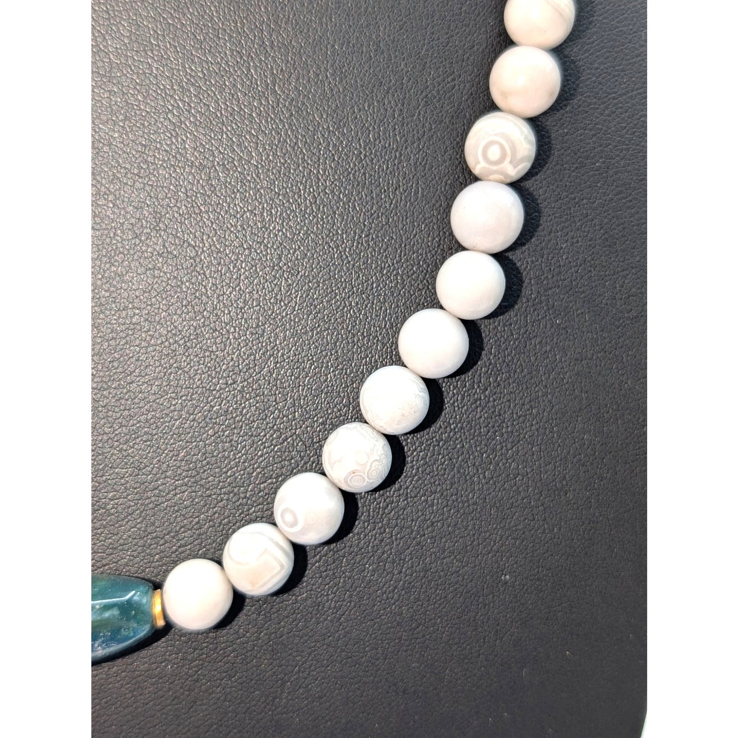 Vintage Jasper & Green Stone Beaded Patent Pending Gold Tone Clasp 26" Necklace
