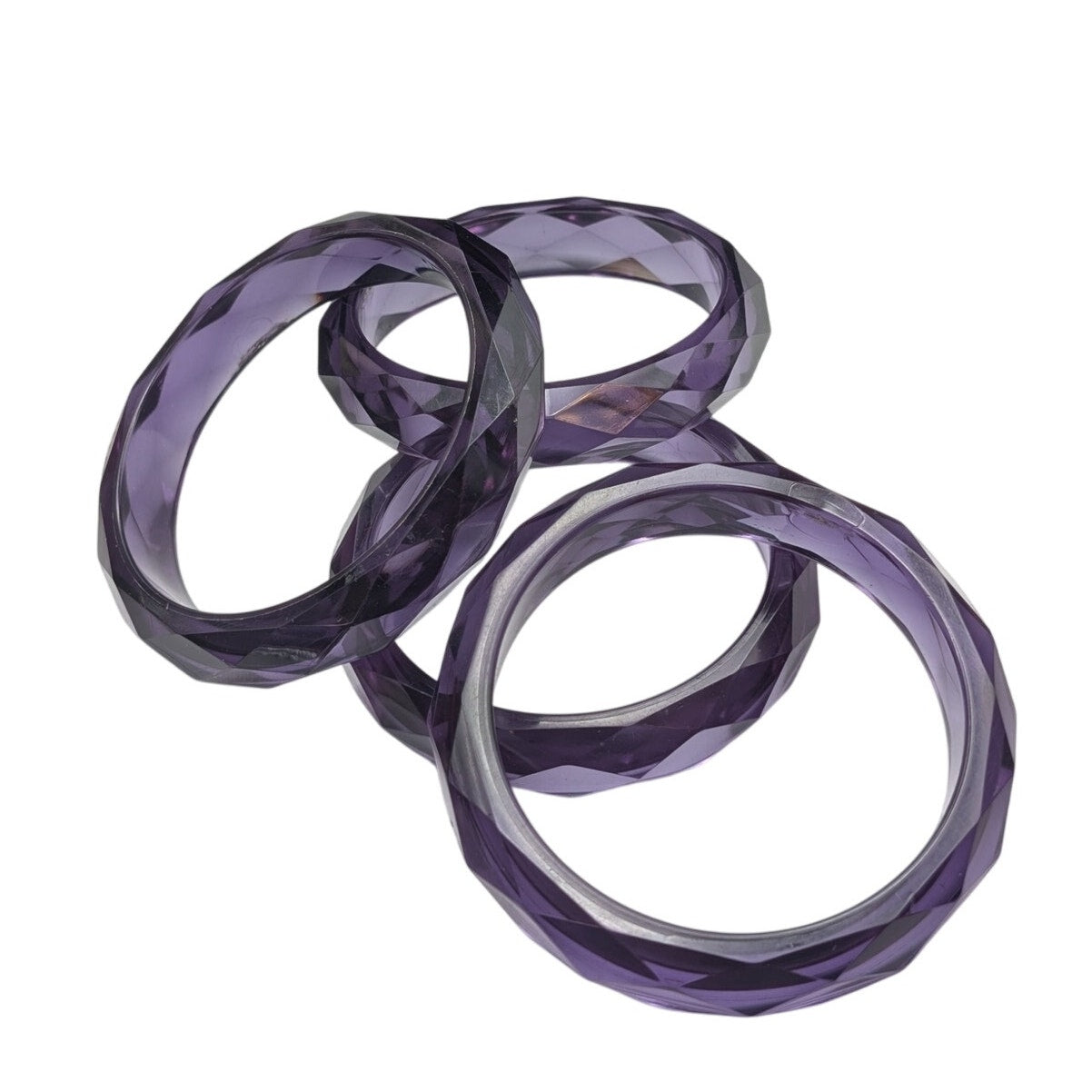 Lot of Four Purple Faceted Acrylic Bangle Bracelets