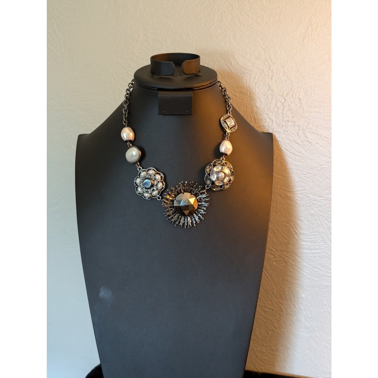 Three Chico's Layering Pearl Crystal Statement Necklaces