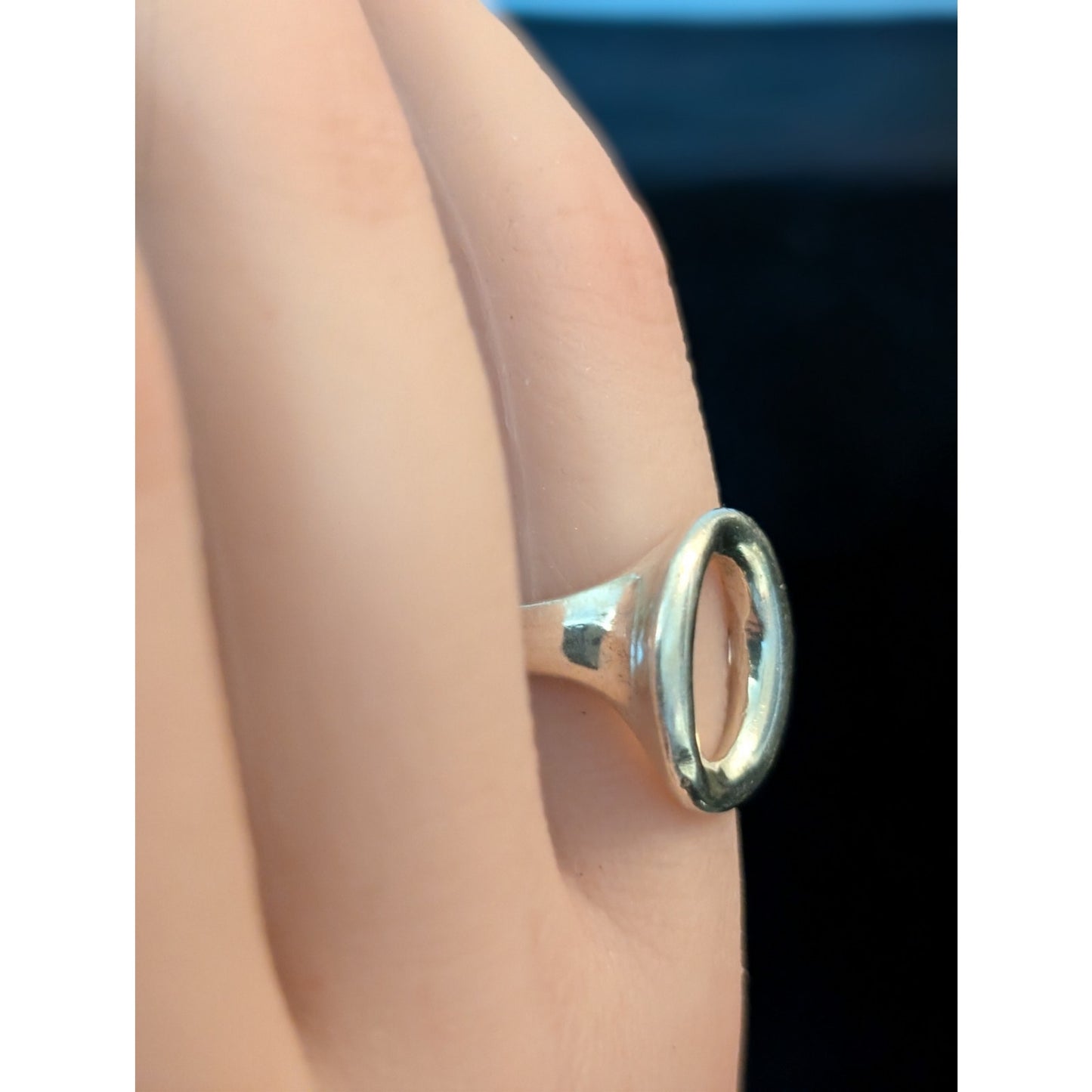 925 Sterling Ring Chunky 'O' Open Ended Swirl Adjustable Ring Now Size 5.75