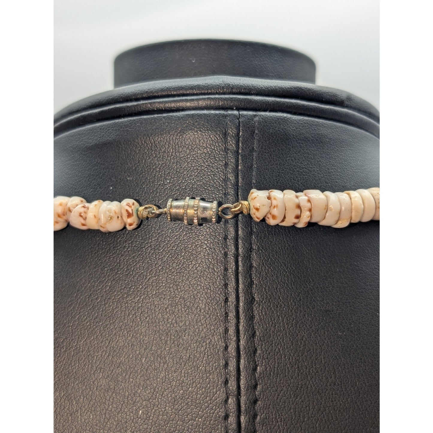Genuine Puka Shell Vintage Barrel Clasp 16" Necklace