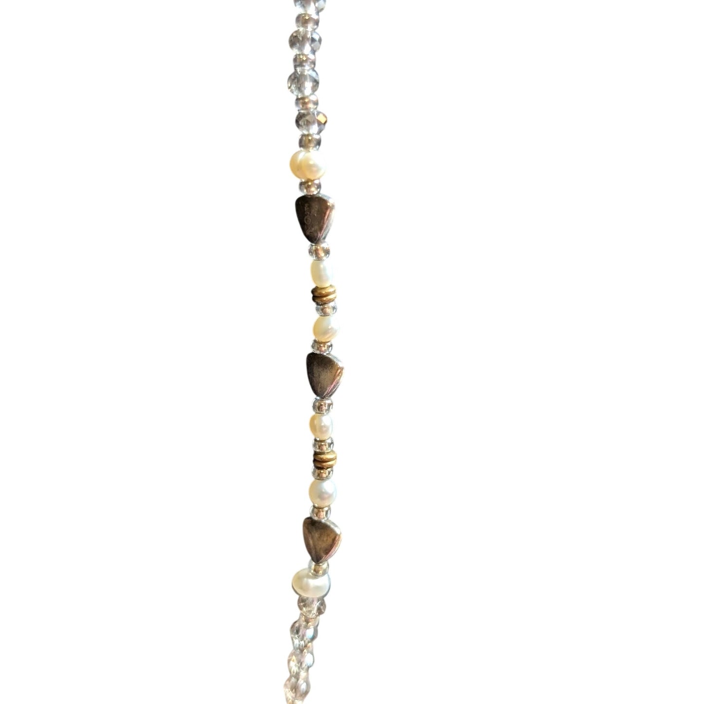 SILPADA Jewelry Stardust 54" Sterling Silver Brass Pearl Crystal Beaded Necklace